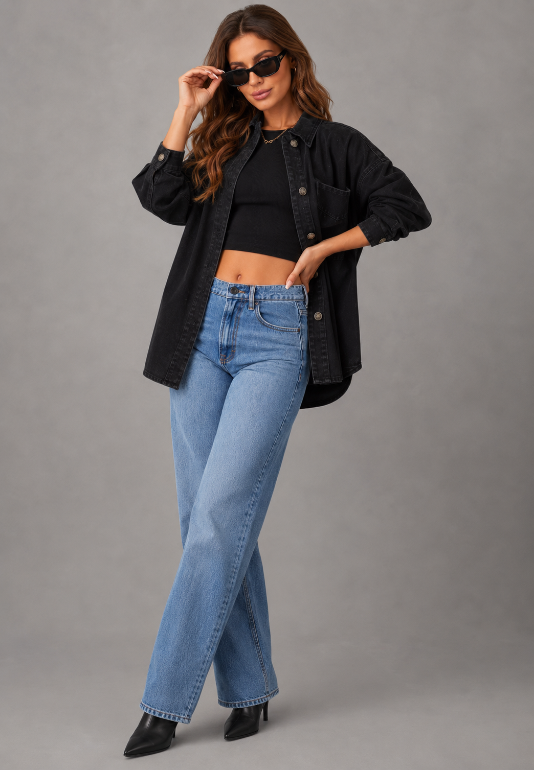 Chemise en jean oversize avec poche avant - Nadja