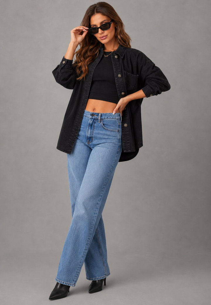 Chemise en jean oversize avec poche avant - Nadja