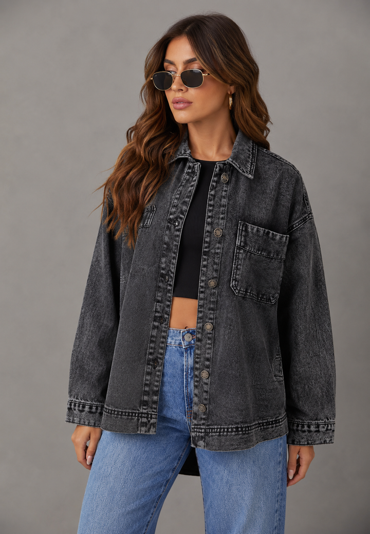 Chemise en jean oversize avec poche avant - Nadja