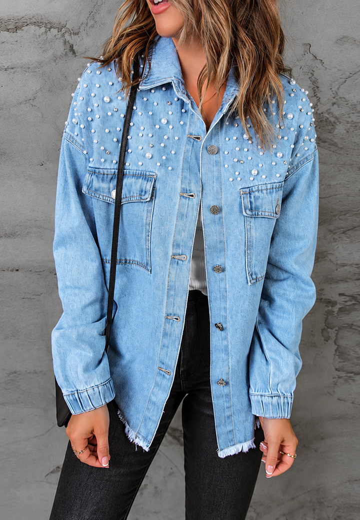 Veste en jean ornée de perles - Émeline
