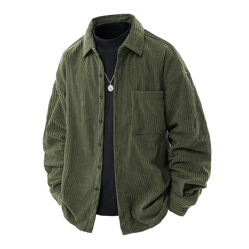 Chemise en velours côtelé pour homme, coupe ample, poche poitrine - Mads