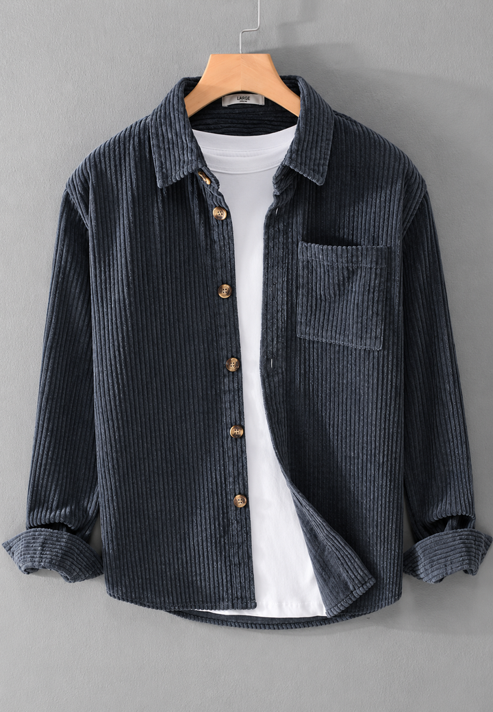 Chemise en velours côtelé pour homme, coupe décontractée, poche poitrine - Gaspard