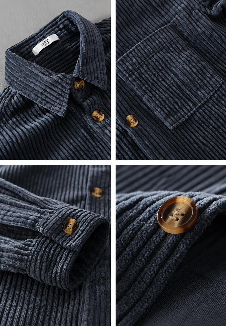 Chemise en velours côtelé pour homme, coupe décontractée, poche poitrine - Gaspard