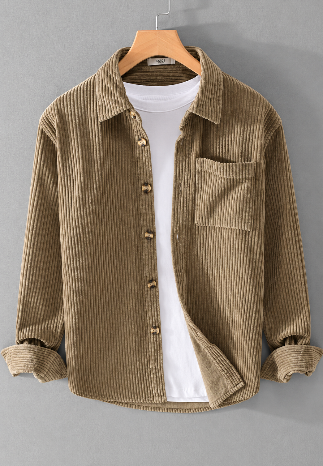 Chemise en velours côtelé pour homme, coupe décontractée, poche poitrine - Gaspard