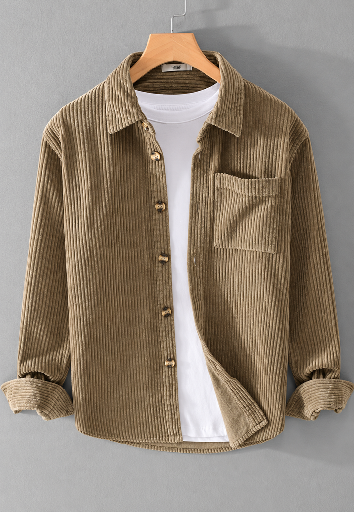 Chemise en velours côtelé pour homme, coupe décontractée, poche poitrine - Gaspard