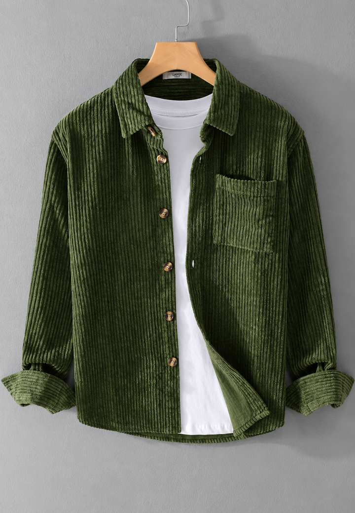 Chemise en velours côtelé pour homme, coupe décontractée, poche poitrine - Gaspard