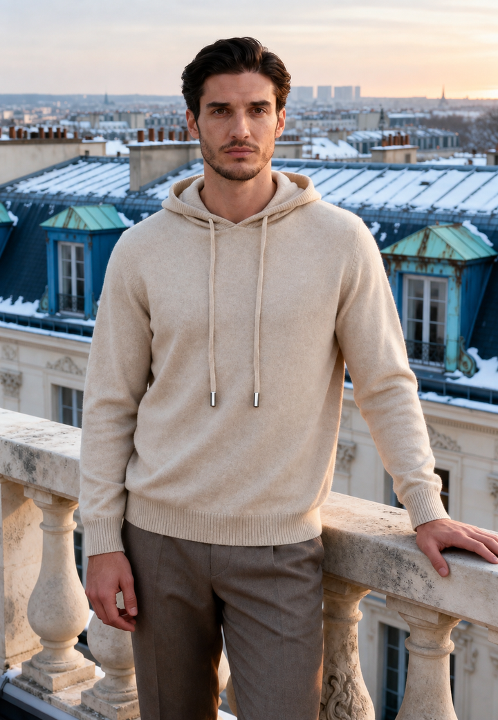 Sweat-shirt en maille pour homme à capuche réglable - Sébastien
