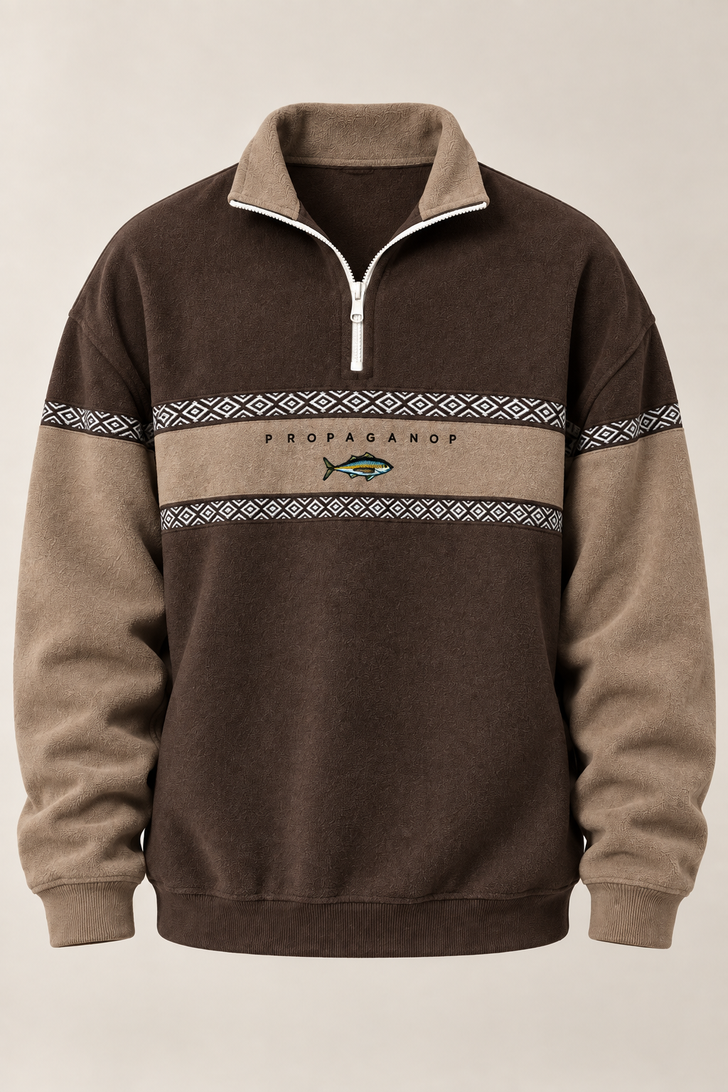 Sweat-shirt homme à demi-fermeture éclair, imprimé géométrique - Tavish