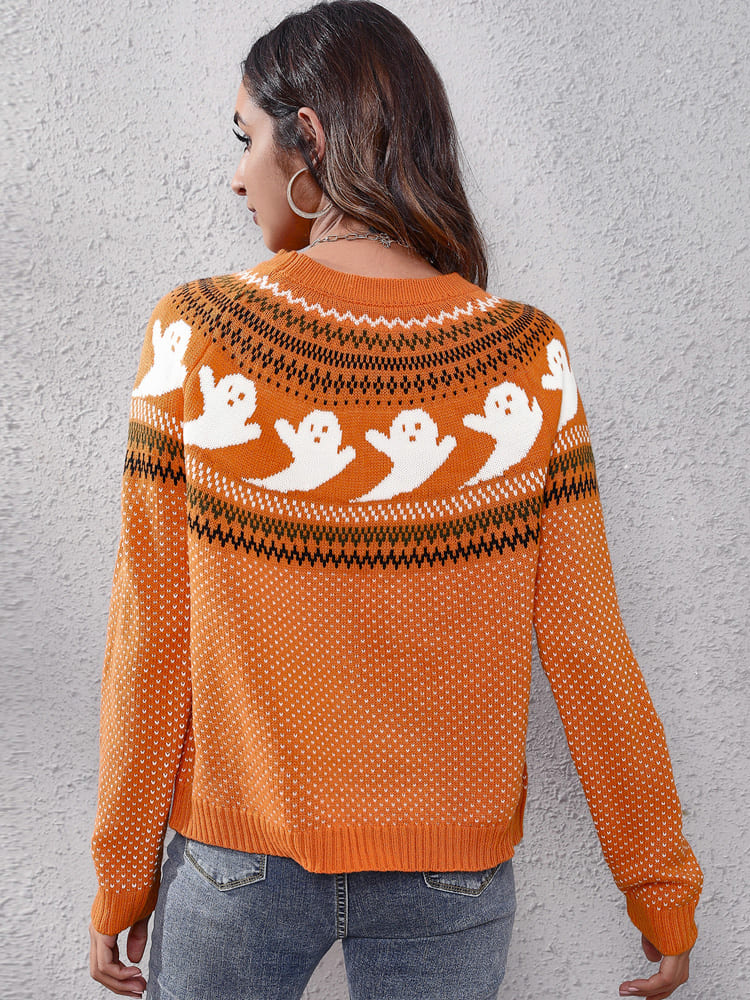 Pull à col rond avec motif fantôme rétro littéraire - Nerissa