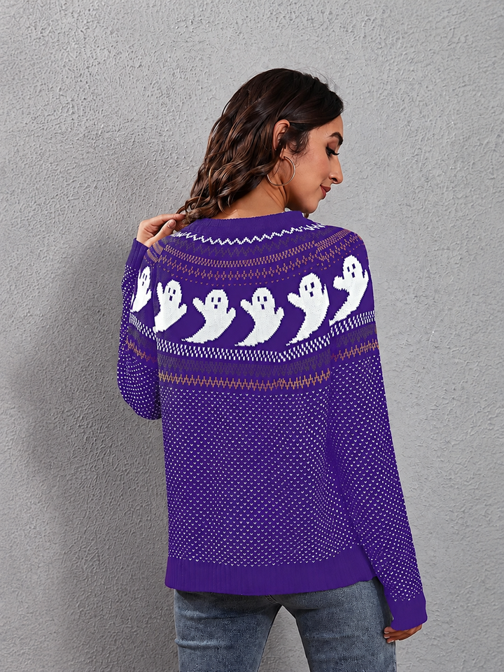 Pull à col rond avec motif fantôme rétro littéraire - Nerissa