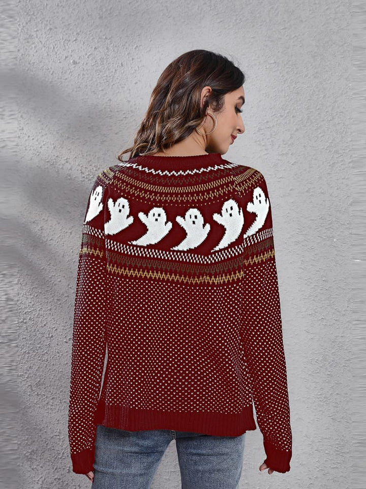 Pull à col rond avec motif fantôme rétro littéraire - Nerissa
