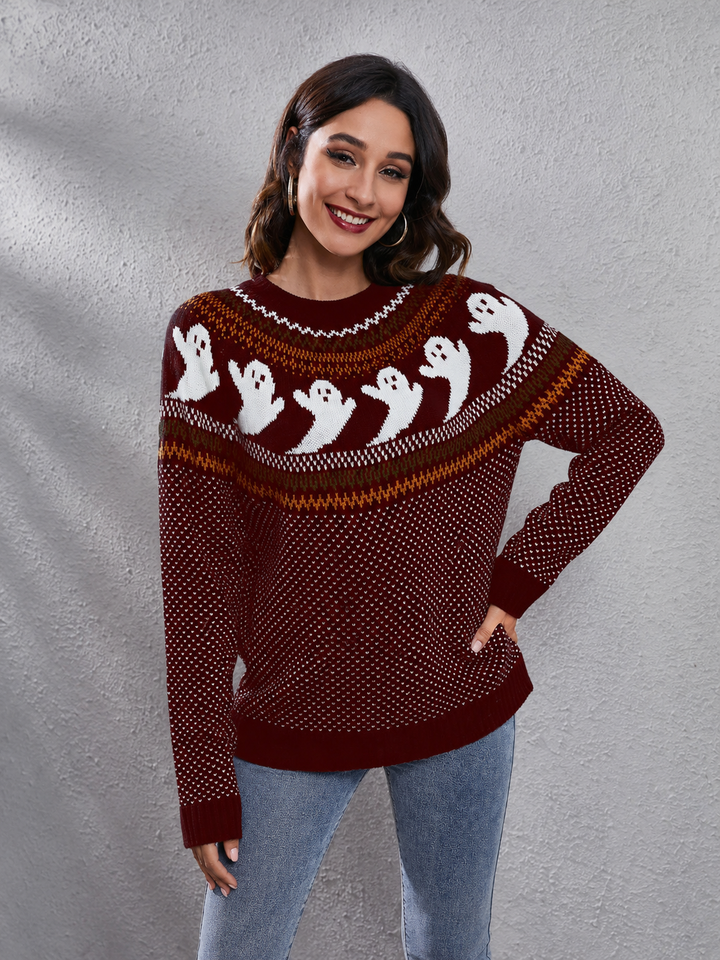 Pull à col rond avec motif fantôme rétro littéraire - Nerissa