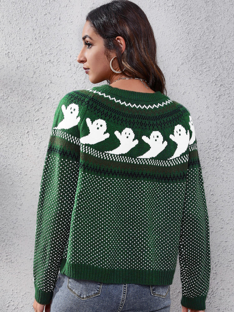 Pull à col rond avec motif fantôme rétro littéraire - Nerissa