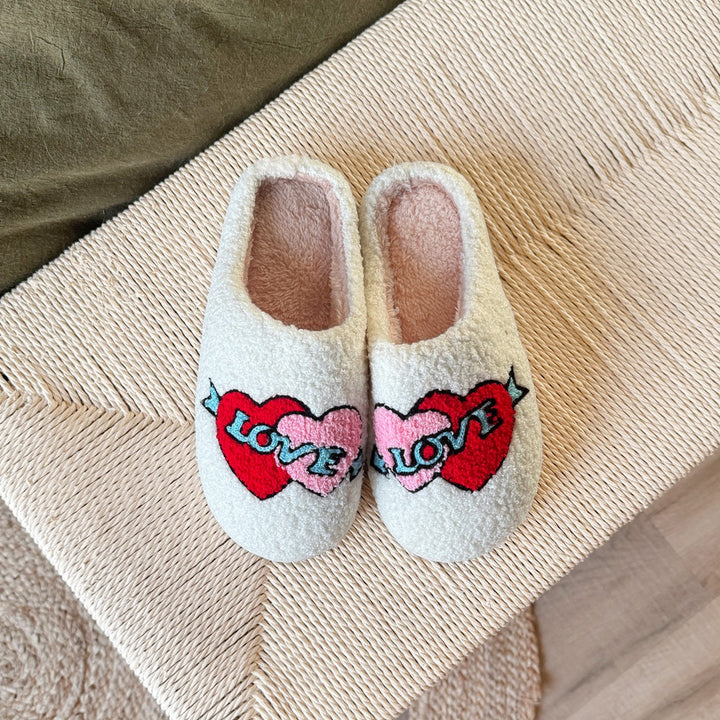 Chaussons en peluche pour femmes avec motif brodé - Valentina