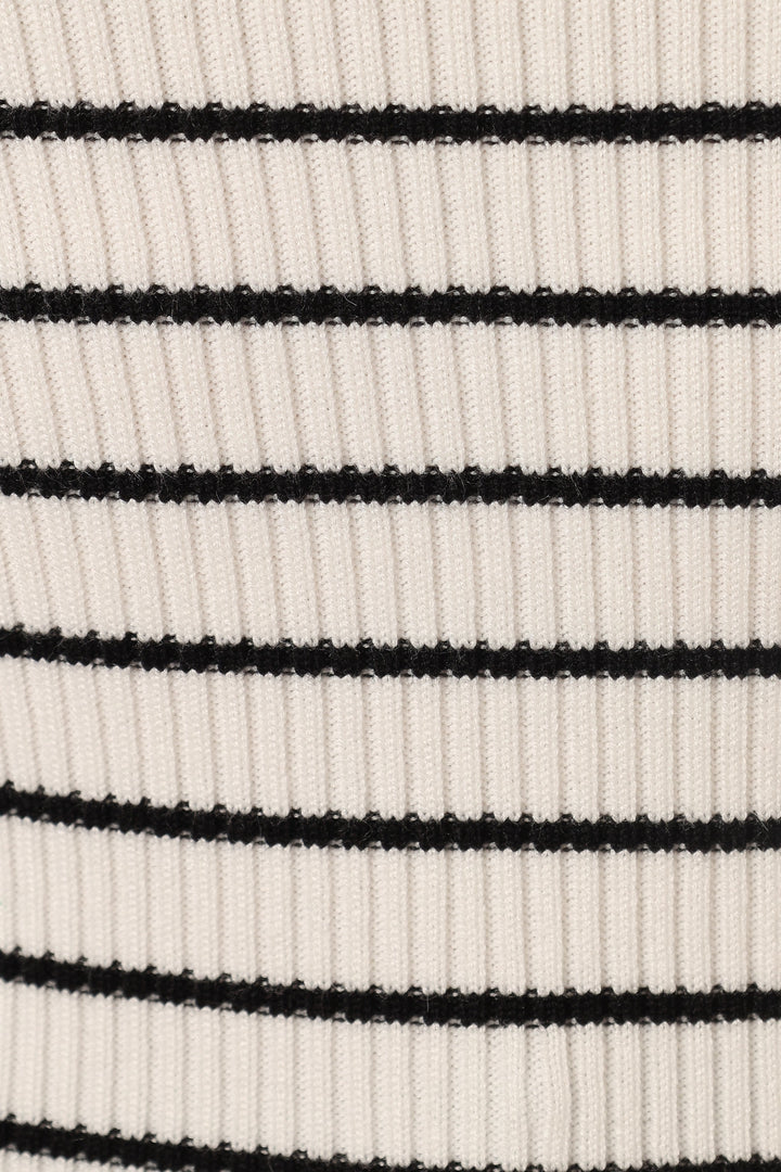 Haut en maille rayé pour femme, col bateau, manches longues - Kiersten