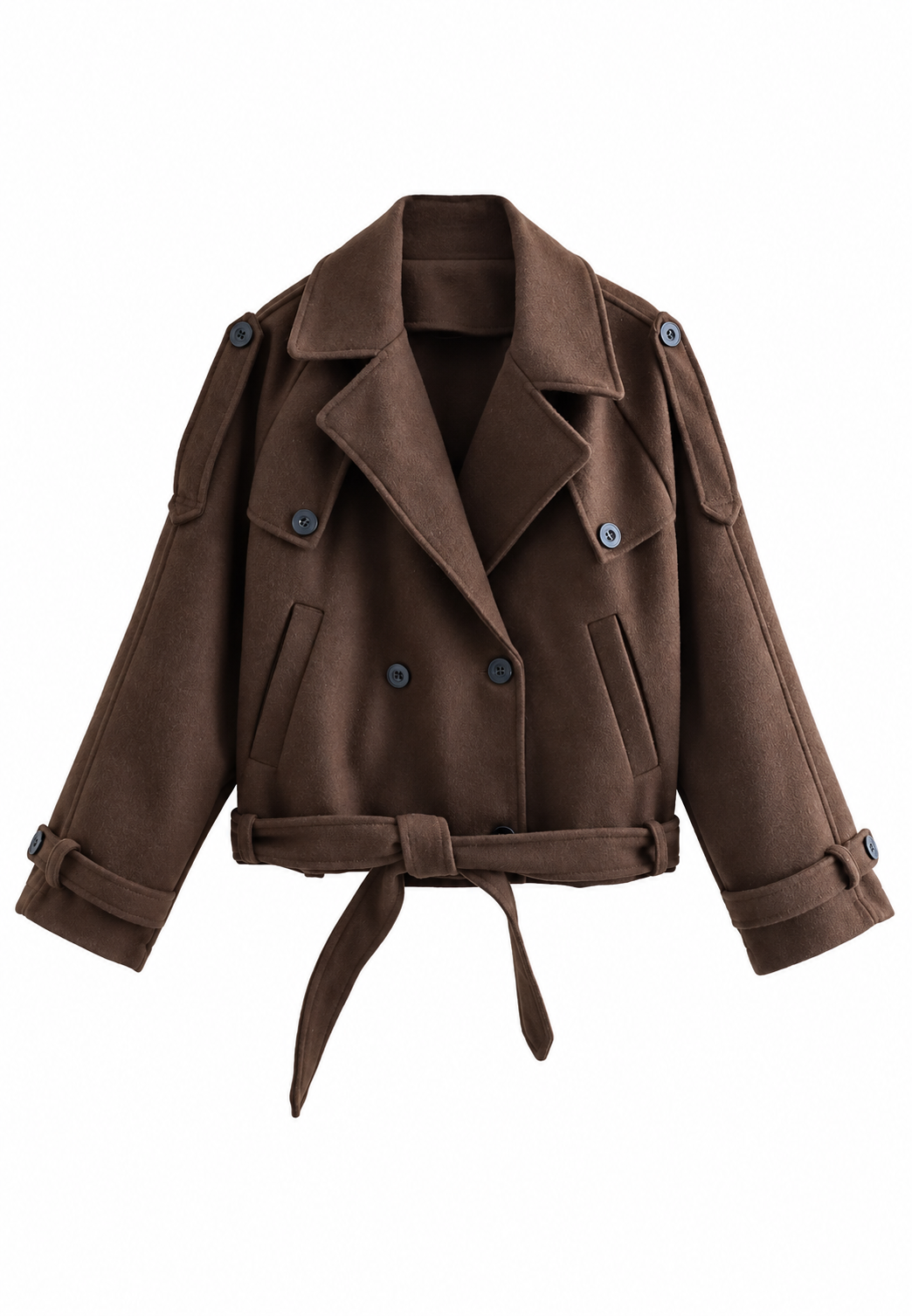 Trench court pour femme avec ceinture et double boutonnage - Élise