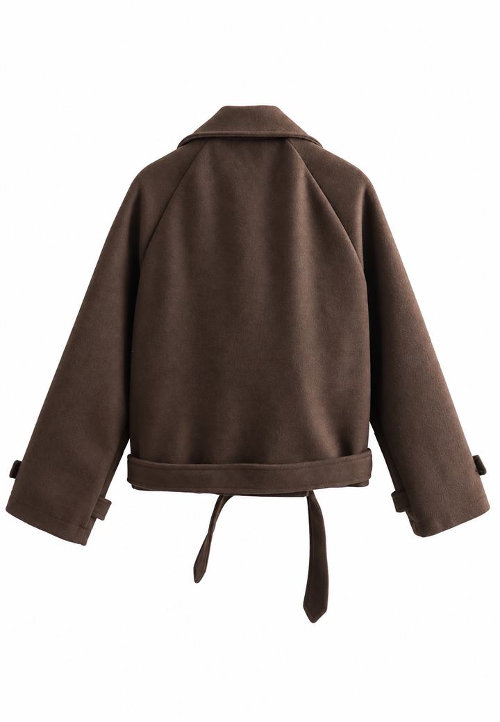 Trench court pour femme avec ceinture et double boutonnage - Élise