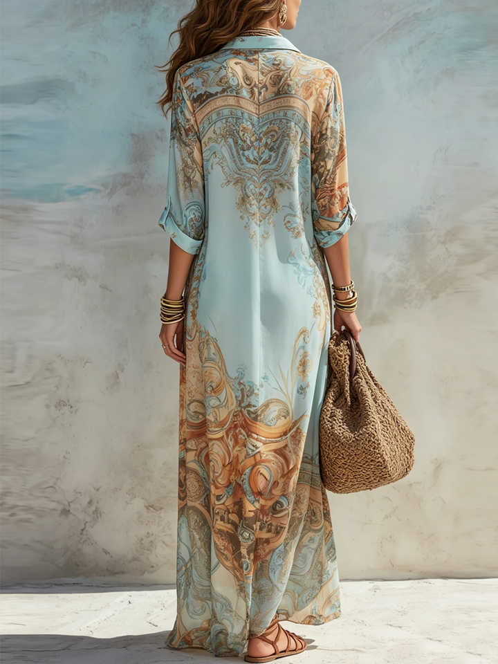 Robe longue style chemise pour femme à imprimé paisley - Gloria
