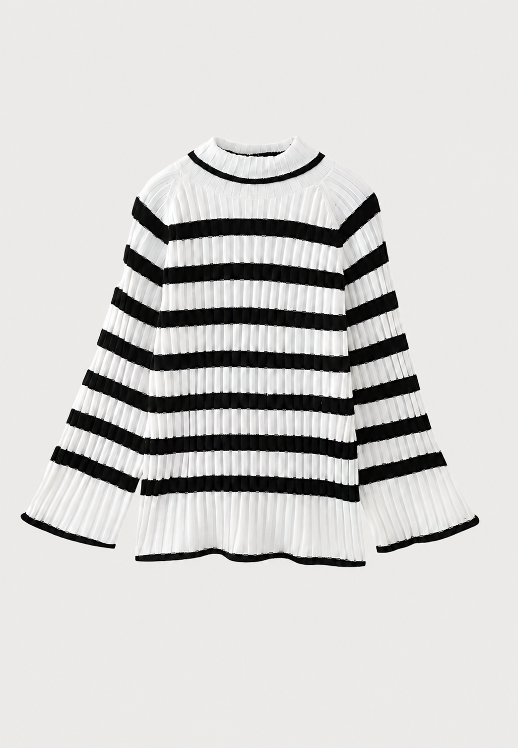 Robe courte en maille rayée, col roulé et manches larges - Raddile