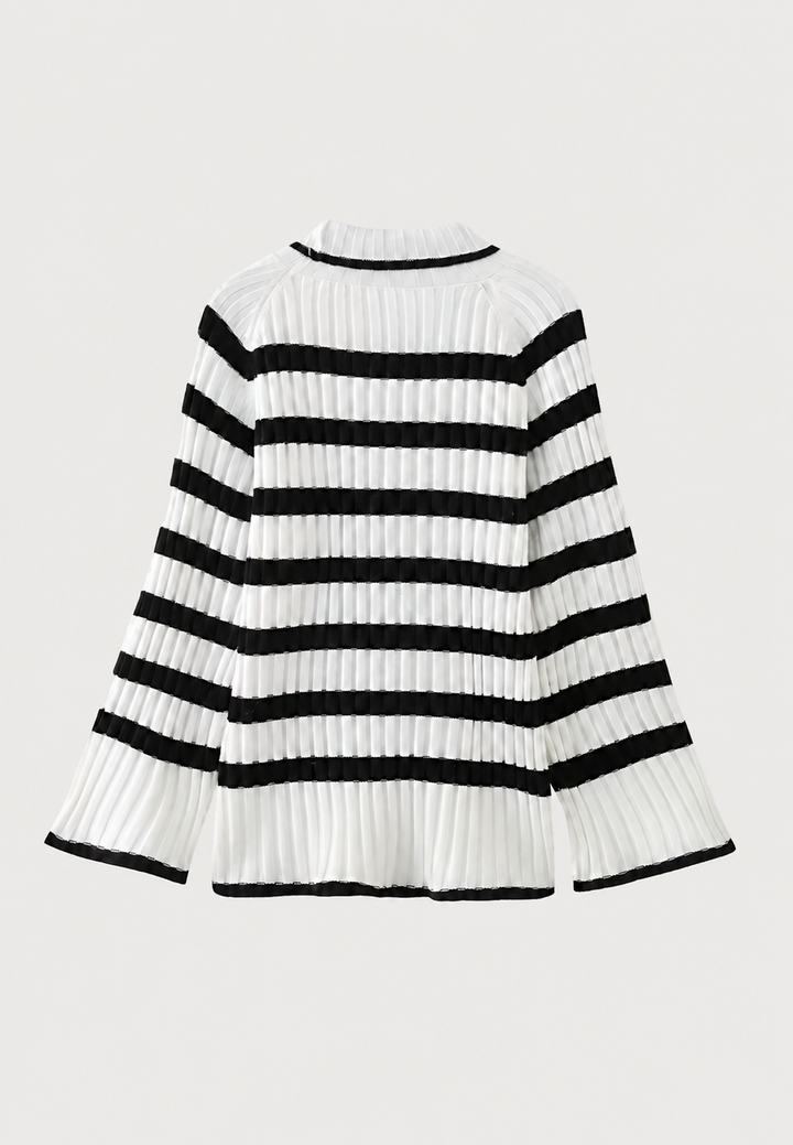 Robe courte en maille rayée, col roulé et manches larges - Raddile