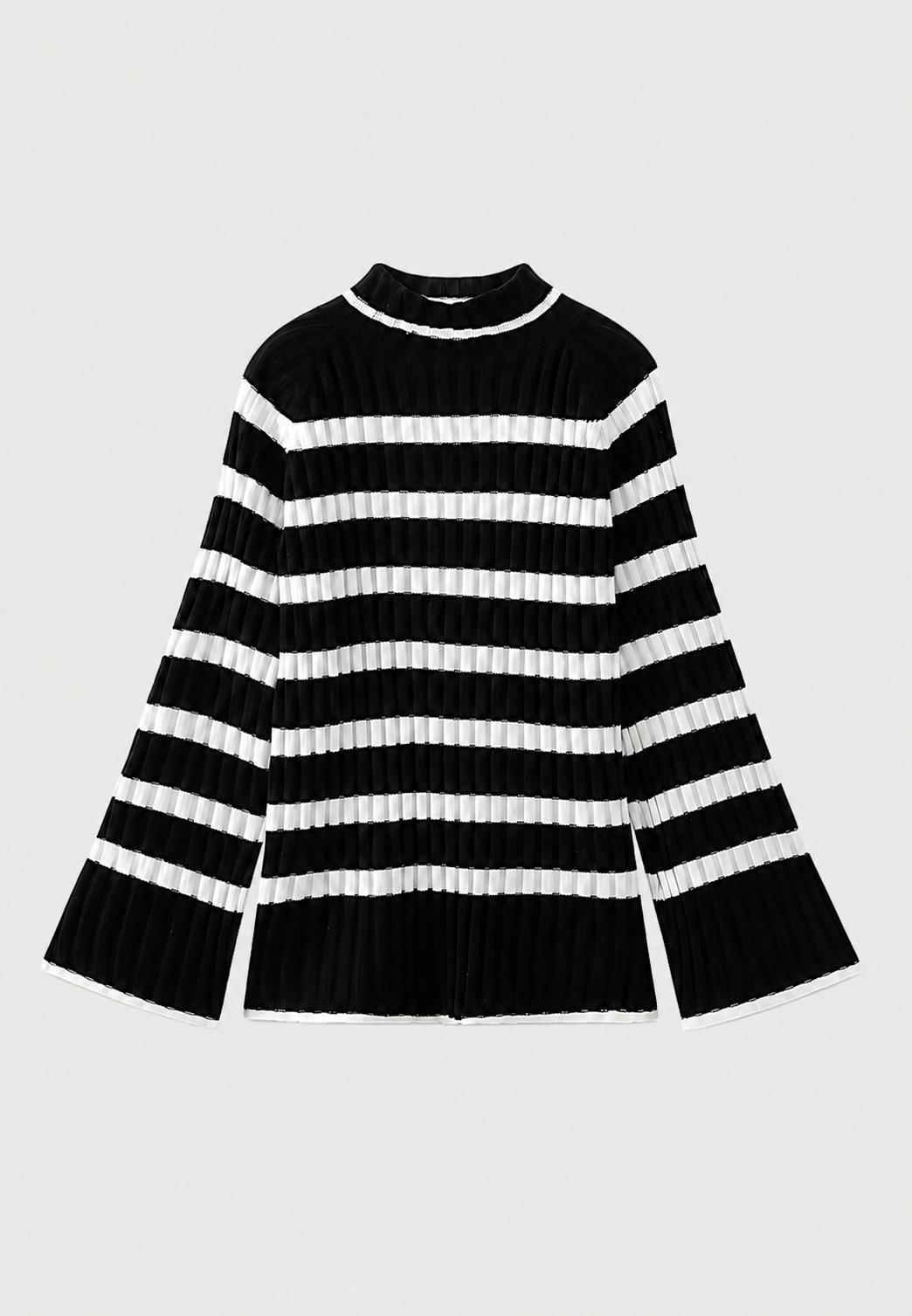 Robe courte en maille rayée, col roulé et manches larges - Raddile