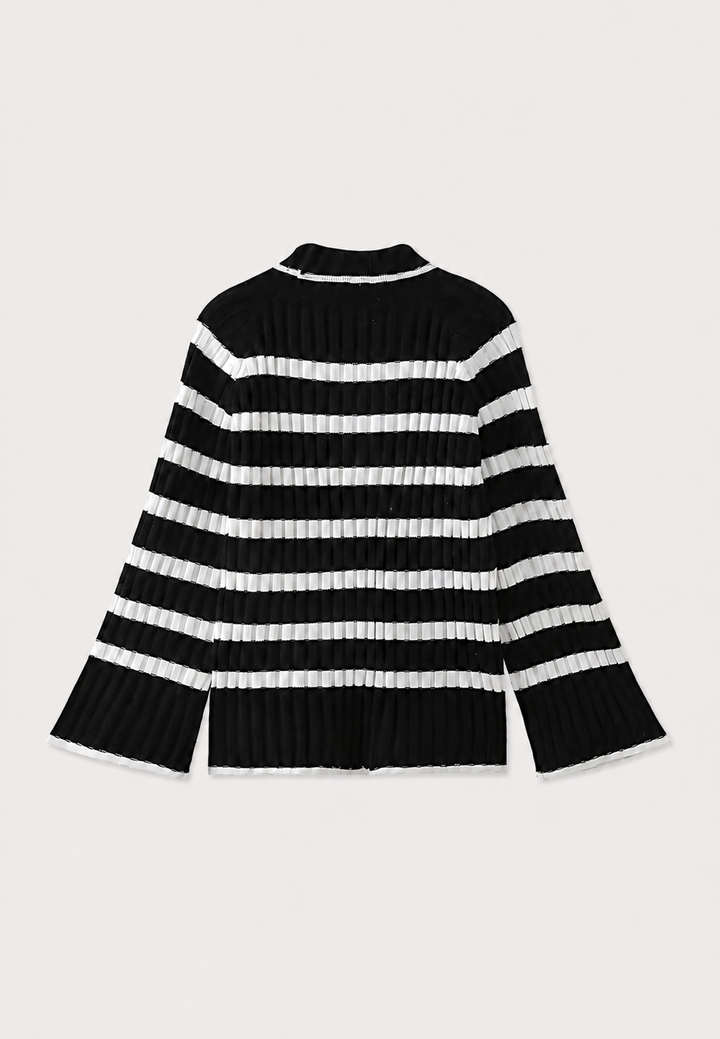 Robe courte en maille rayée, col roulé et manches larges - Raddile