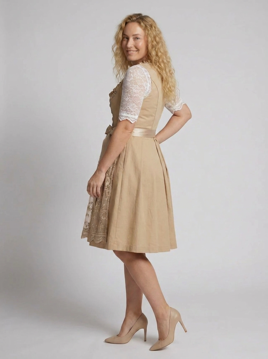 Robe dirndl pour femme avec tablier à lacets brodé - Grèce