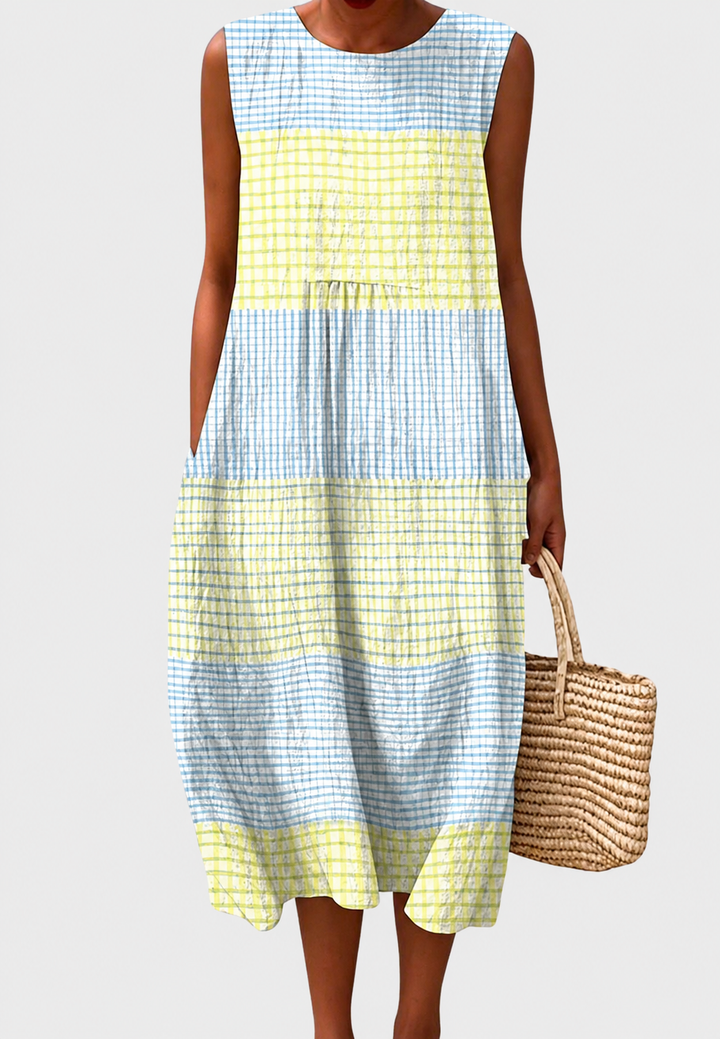 Robe midi sans manches à carreaux pour femme - Maddie