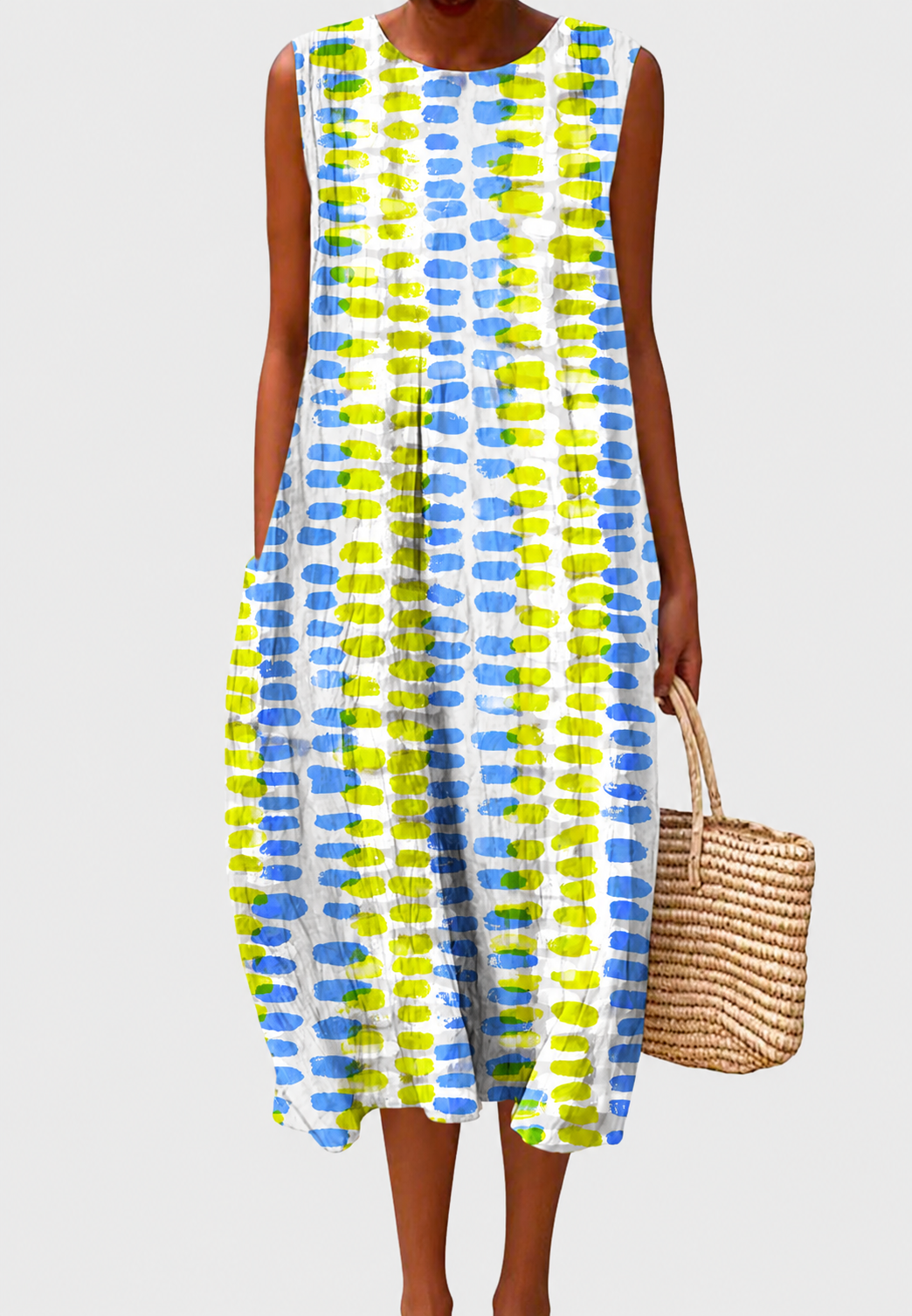 Robe midi sans manches à carreaux pour femme - Maddie