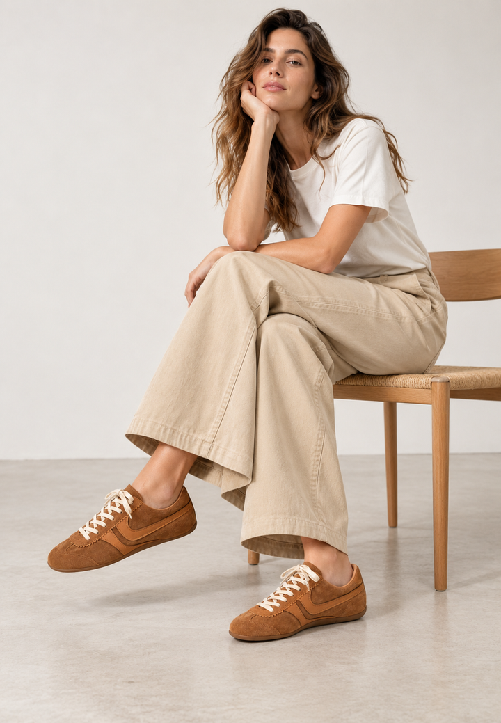 Baskets rétro « barefoot » pour femme à empiècements contrastés - Alinda