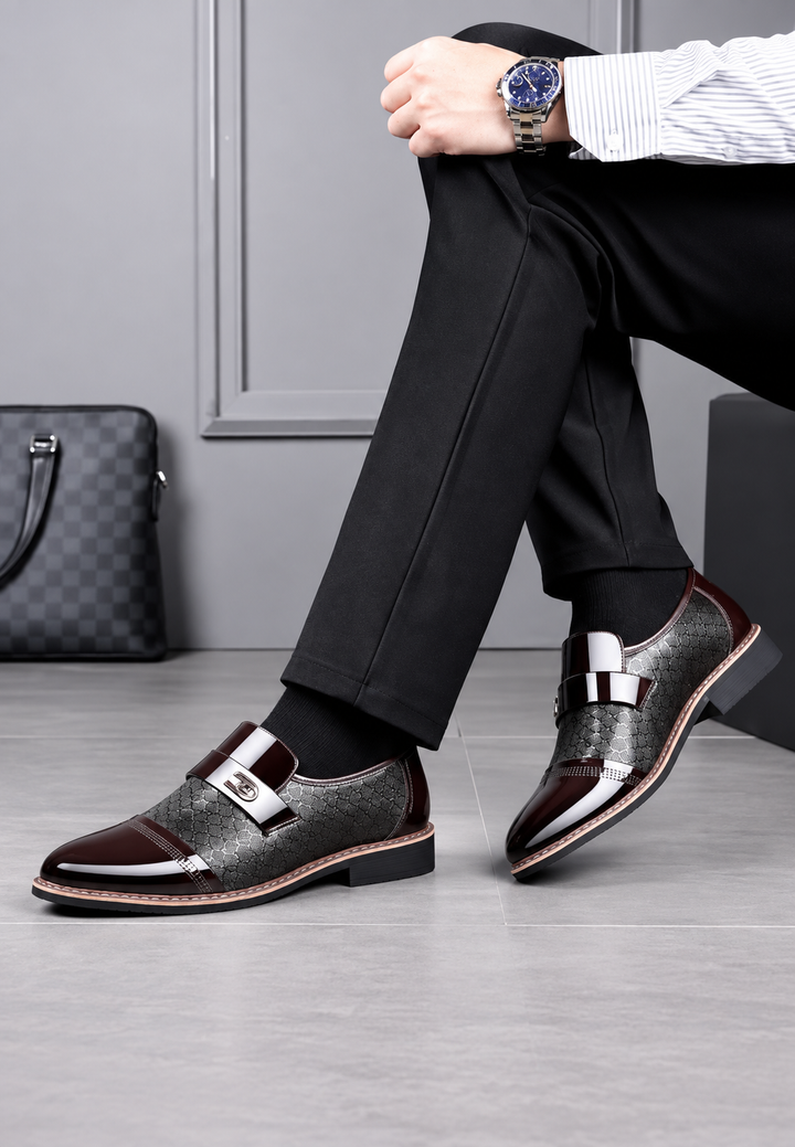 Chaussures monkstrap pour homme à boucle latérale, finition brillante - Laurenz