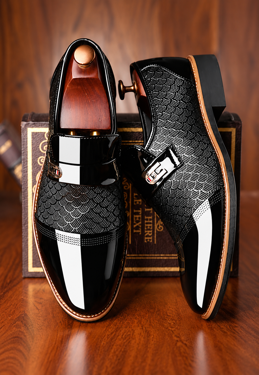 Chaussures monkstrap pour homme à boucle latérale, finition brillante - Laurenz